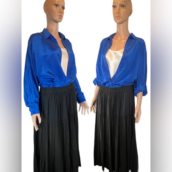 AnNa Clothing Tunic Long Sleeve Button Down, Blue |2X - Picture 7 of 16